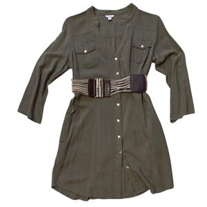 Guess cotton linen dress size L in great condition,olive colour